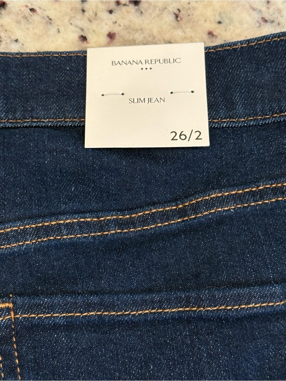 New W/ Tags Banana Republic Slim Mid-Rise Jeans - Blue with Gold Stitching - Picture 3 of 5